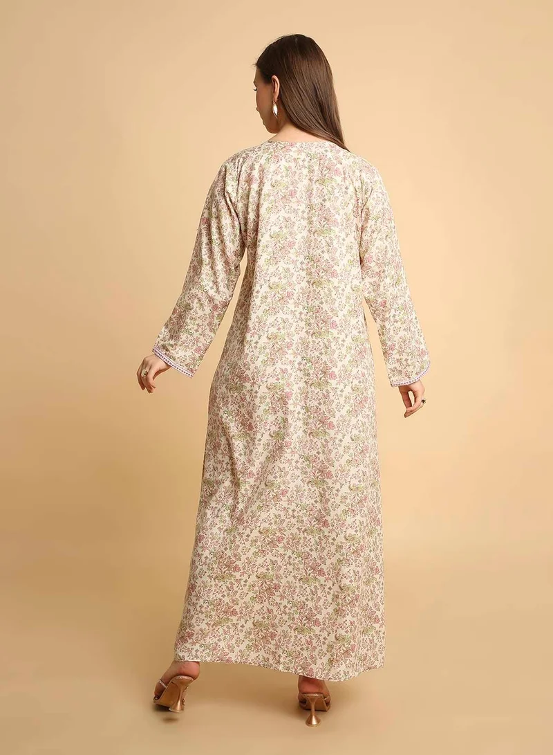 HANA & SARA  Arabic Long Traditional Printed Jalabiya Dress For Womens  | Best Price UAE