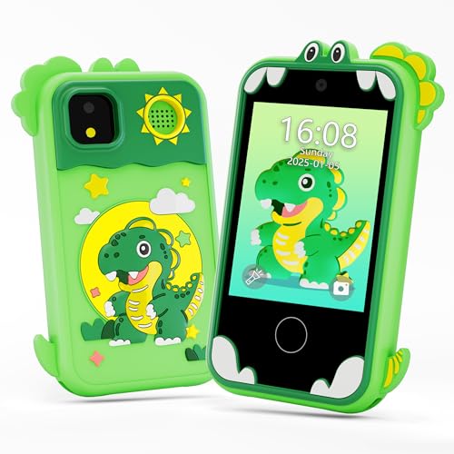 windpaint Kids Phone for Girl Toys Christmas Birthday Gifts for Age 310 Year Old Girls Boys Toys Kids Toddler Smart Phone Detective Educational Learning Toys with 28 Touchscreen Music Video Game Green - Image 1