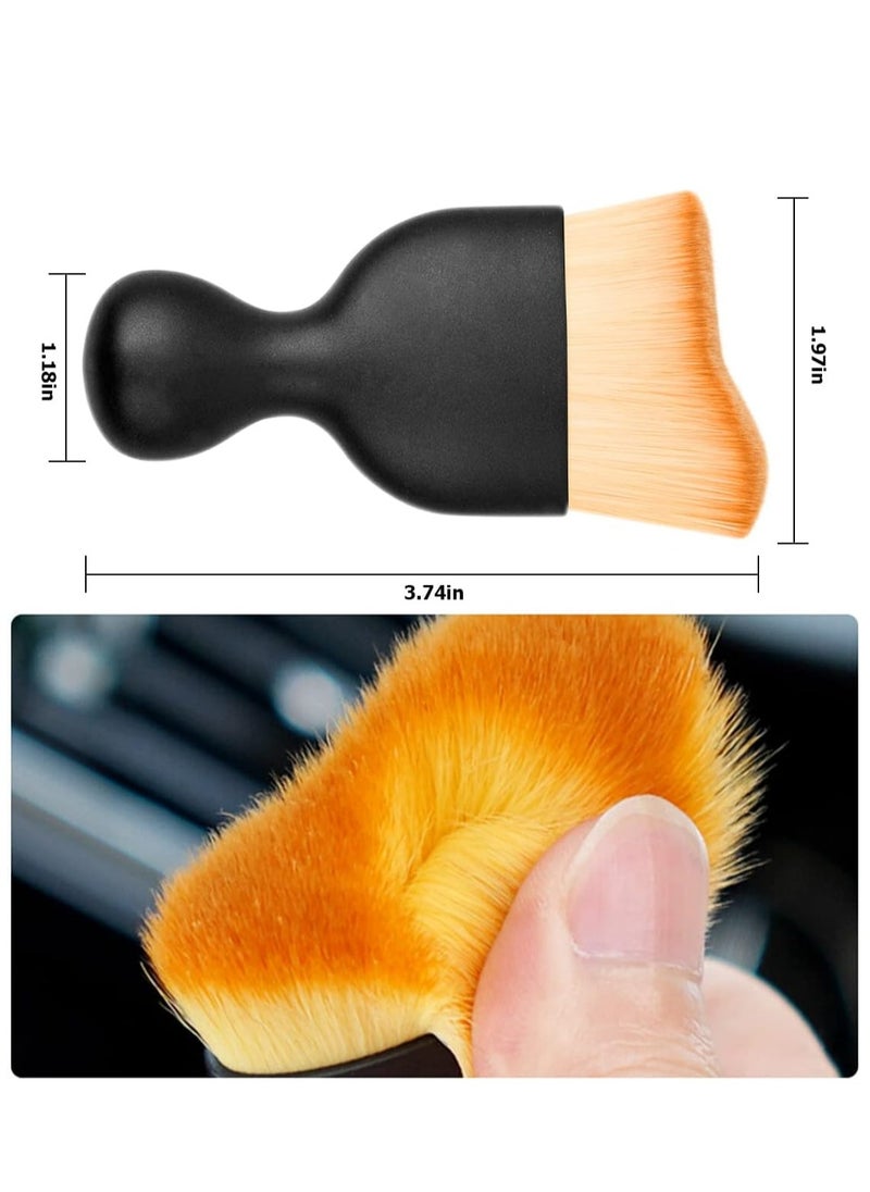 Oasisgalore 2-Pack Brown Car Detailing Brushes with Dust Covers, Soft for Interior, Scratch-Free, Curved for Dirt Collection.  - Image 2