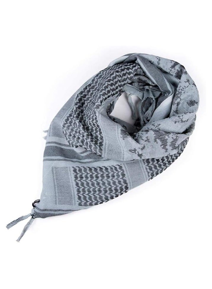 43×43in Shemagh Tactical Desert Scarf, 100% Cotton Head Neck Scarf, Head Neck Wrap Shawl with Tassel, Outdoor Kerchief for Women & Men (Black White) - Image 4