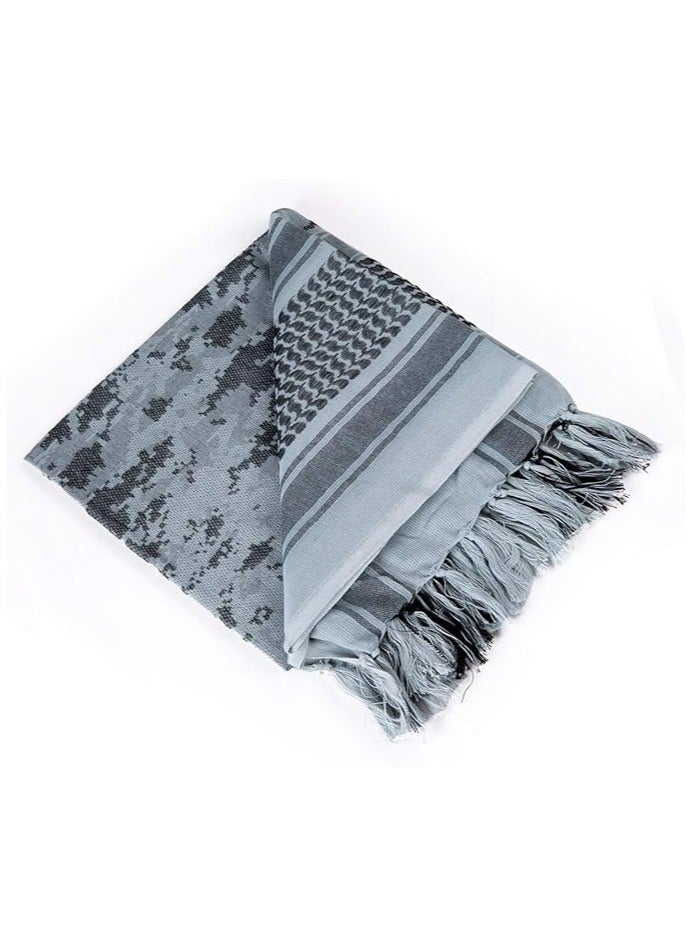 43×43in Shemagh Tactical Desert Scarf, 100% Cotton Head Neck Scarf, Head Neck Wrap Shawl with Tassel, Outdoor Kerchief for Women & Men (Black White) - Image 5