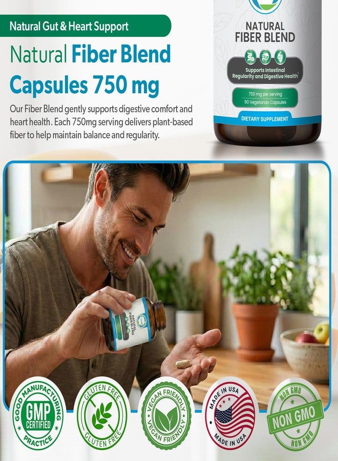 TRUEMED 3-in-1 Fiber Supplement – 750mg Organic Blend with Psyllium Husk, Chia & Flax Seed – Plant-Based Fiber Capsules for Digestive Health & Cardiovascular Wellness – Made in USA – 90 Count - Image 4