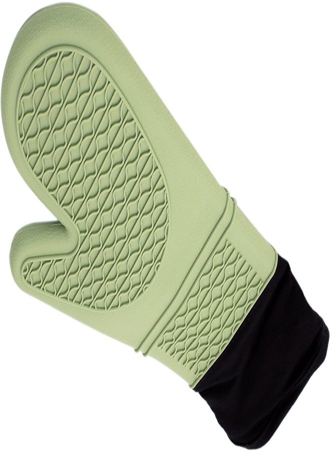 AKDC Falez Silicone Oven Glove In Light Green/Black - Heat Resistant Kitchen Mitts For Cooking And Baking  - Image 5
