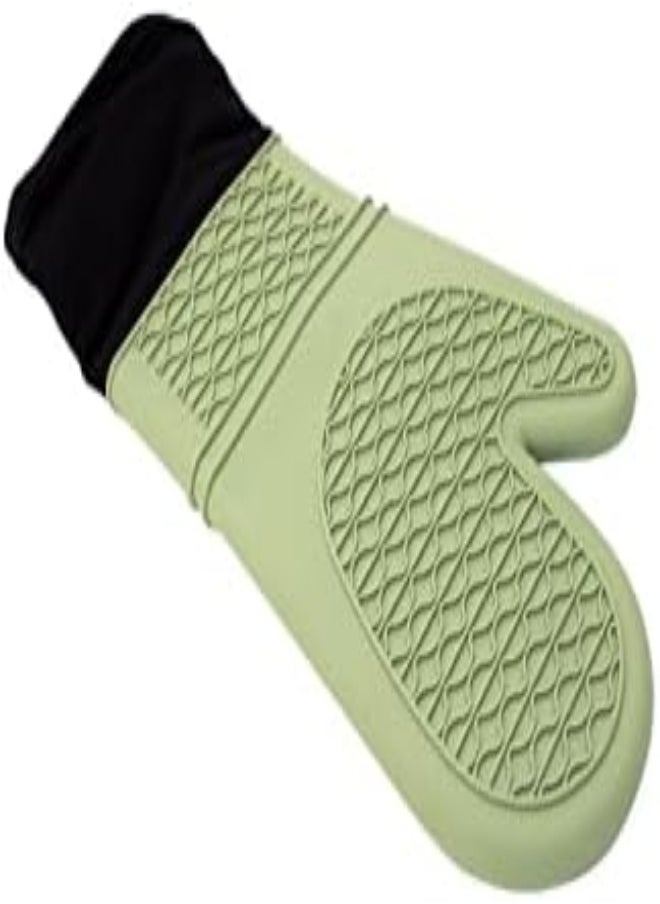 AKDC Falez Silicone Oven Glove In Light Green/Black - Heat Resistant Kitchen Mitts For Cooking And Baking  - Image 1