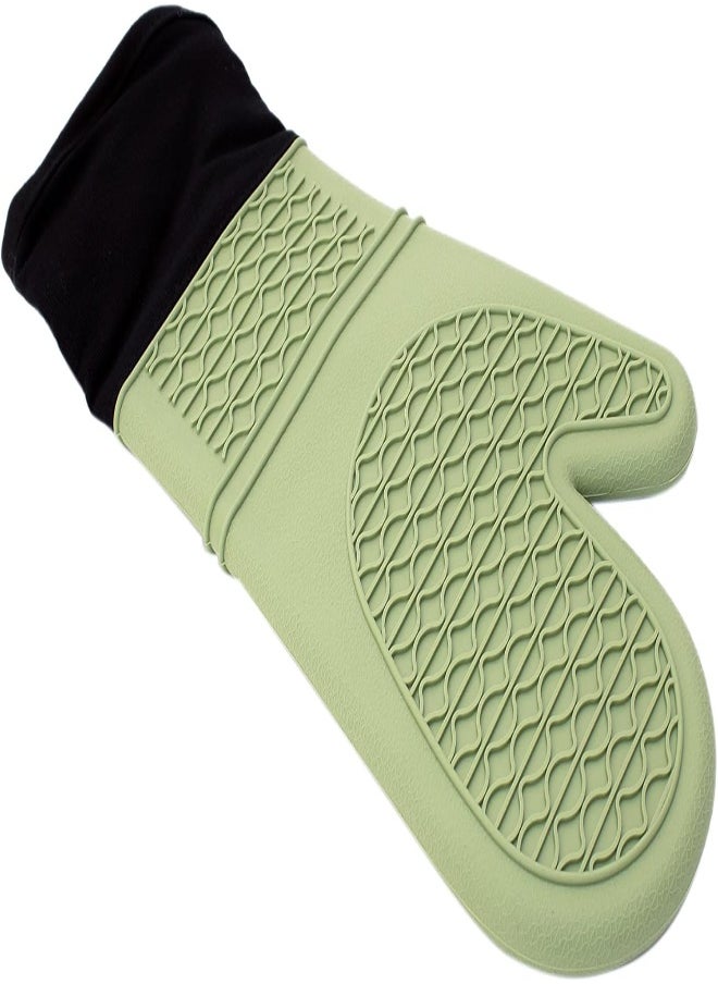 AKDC Falez Silicone Oven Glove In Light Green/Black - Heat Resistant Kitchen Mitts For Cooking And Baking  - Image 2