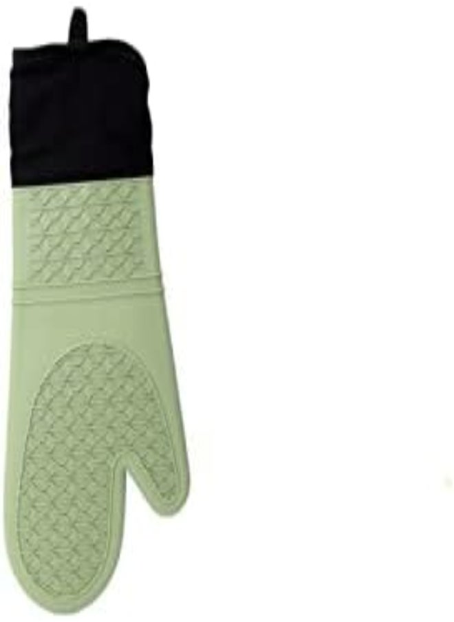 AKDC Falez Silicone Oven Glove In Light Green/Black - Heat Resistant Kitchen Mitts For Cooking And Baking  - Image 4