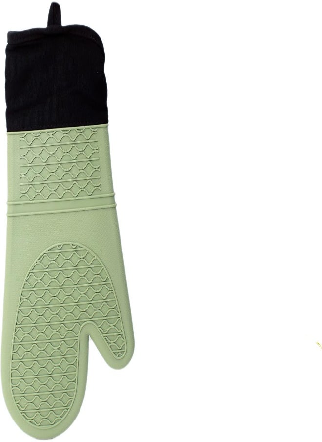AKDC Falez Silicone Oven Glove In Light Green/Black - Heat Resistant Kitchen Mitts For Cooking And Baking  - Image 3