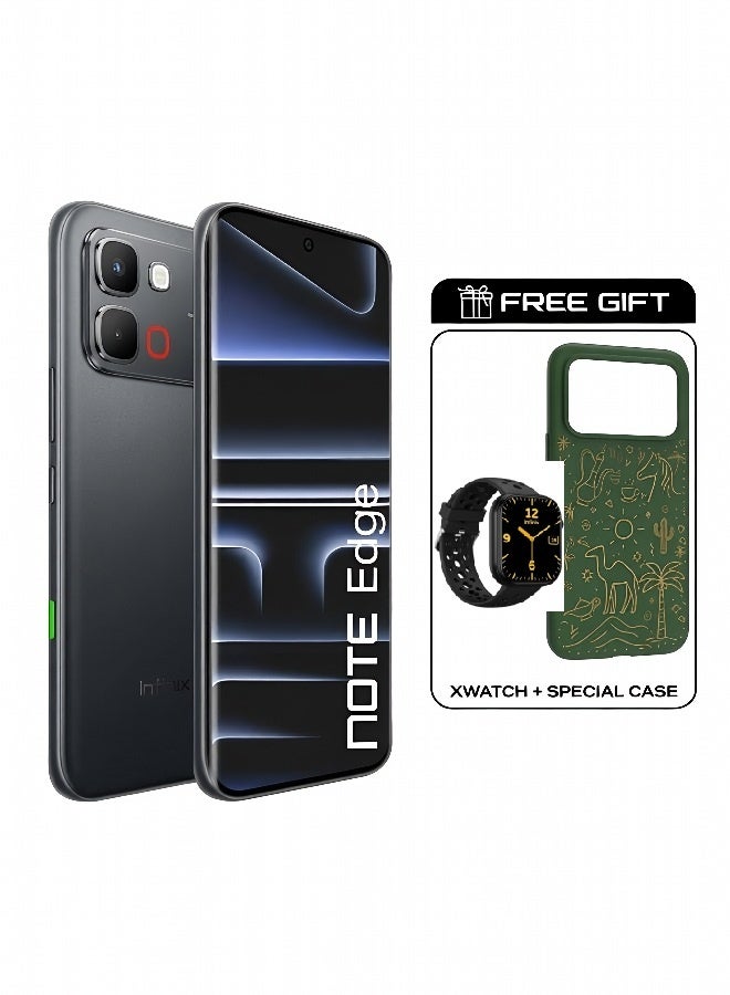 Infinix Note Edge Dual SIM Shadow Black 8GB RAM 256GB 5G + Infinix X watch H4 + Phone Case - Middle East Version - Image 1