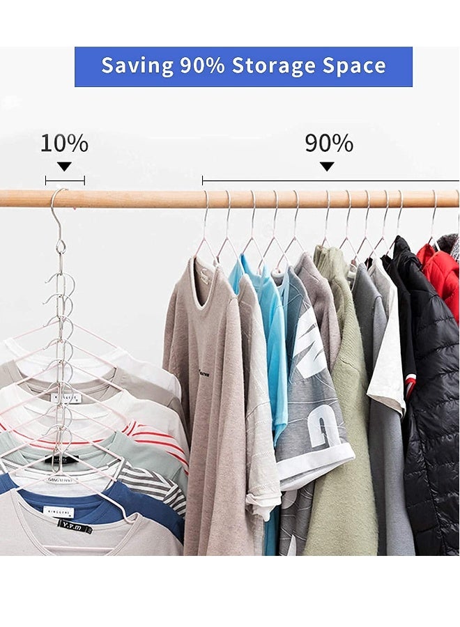 4 Piece Stainless Steel Hanger Chain, Closet Organizer and Storage, Space Saving Hanger, Great for Shirts Pants Dress Coat, College Dorm Room Essentials Wardrobe Chain - Image 2