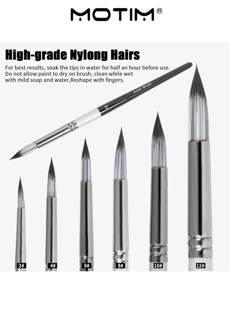 Motim 24 Pcs Paint Brush Set for Acrylic Watercolor Oil Gouache Craft Detail Face Body Painting Artist Kit for Kid & Adult - Image 2