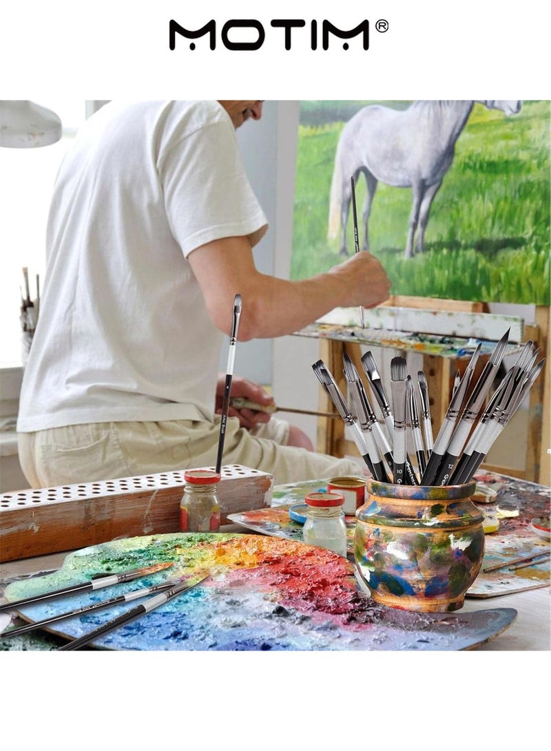 Motim 24 Pcs Paint Brush Set for Acrylic Watercolor Oil Gouache Craft Detail Face Body Painting Artist Kit for Kid & Adult - Image 4