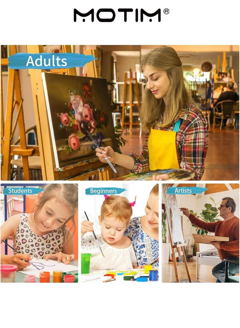 Motim 24 Pcs Paint Brush Set for Acrylic Watercolor Oil Gouache Craft Detail Face Body Painting Artist Kit for Kid & Adult - Image 5