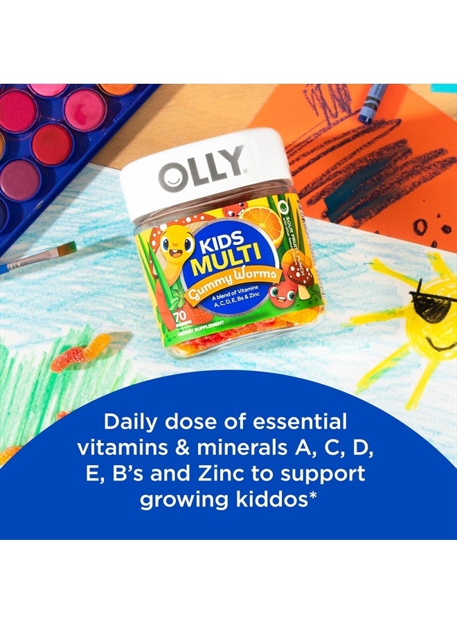 OLLY Kids Multivitamin Gummy Worms, Overall Health and Immune Support, Vitamins and Minerals A, C, D, E, Bs and Zinc, Chewable Supplement, Sour Fruit Punch, 45 Day Supply (70 Count)  - Image 3