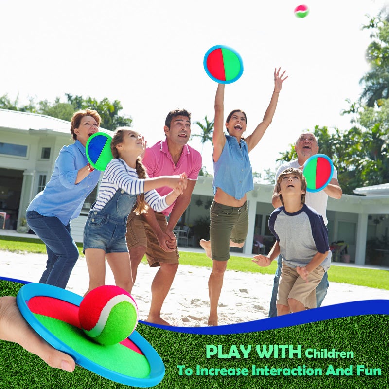 Charniol Kids Toys Toss and Catch Game Set 12 Paddles 6 Balls Beach Outdoor Sports Games Toss Ball Set with Paddles Nylon Catch Toys for Kids PE Recess Adults Beach Playground (Blue Green, Pink Green) - Image 5