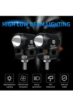 Generic Motorcycle Driving Light LED High Low Beam Yellow White Fog Light 3 Modes Adjustable Bracket IP67 Waterproof 60W 3575SMD DC 9-30V Work Lamp Compatible with Tractor Truck Car SUV 2Pcs Black  - Image 5