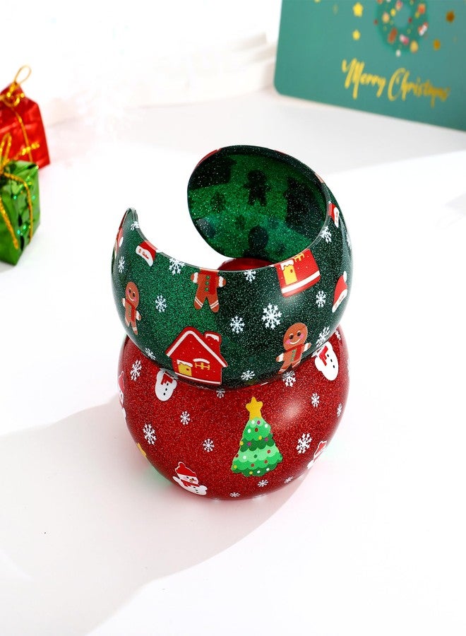 WOWORAMA Acrylic Christmas Bracelet for Women 2Pcs Acrylic Resin Chunky Bangles Set Glitter Red Green Xmas Gingerbread House Bracelets Holiday Christmas Jewelry - Image 3