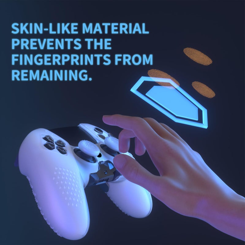 PlayVital 3D Studded Edition Anti-Slip Silicone Cover Case for ps5 Edge Controller, Soft Rubber Protector Skin for ps5 Edge Wireless Controller with 6 Thumb Grip Caps - Clear White - Image 5