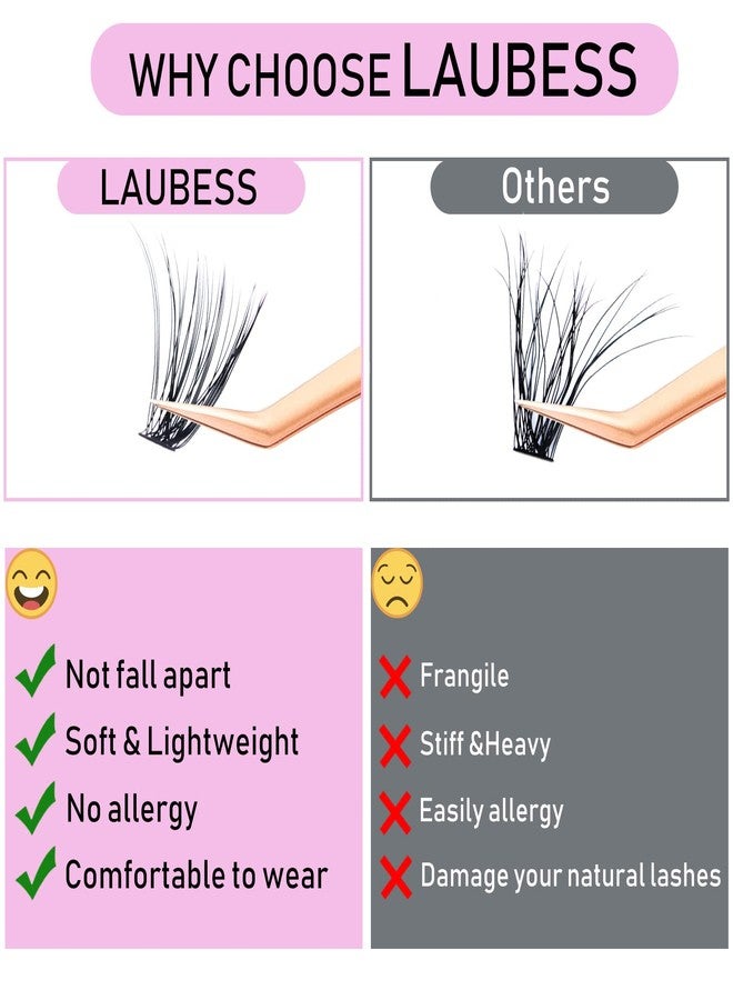 LAUBESS Cluster Eyelash Extensions Mixed LAUBESS Eyelash Clusters 40D Lash Clusters DIY Lash Extension Individual Lashes Natural Cluster Lashes Eyelash Extension (40D-0.07D-8-14mm) - Image 3
