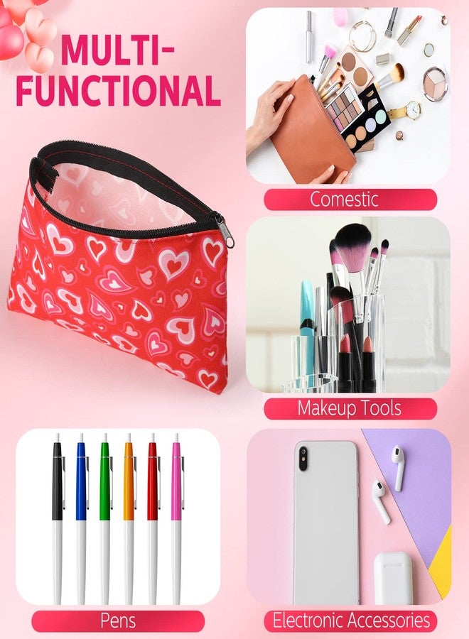 Reginary 22 Pieces Valentine‘s Day Cosmetic Bags Valentine‘s Day Gift for Wife Daughter Heart Pattern Makeup Pouch Valentines Party Favors Double Sided Printed Organizer Bags with Zipper, 11 Styles - Image 5