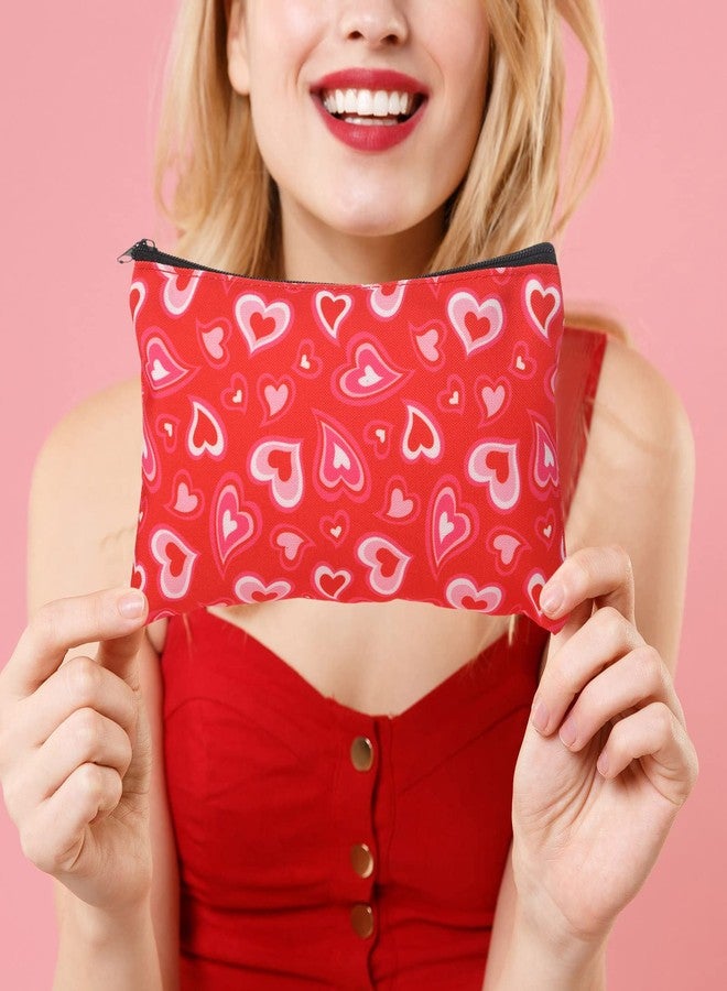 Reginary 22 Pieces Valentine‘s Day Cosmetic Bags Valentine‘s Day Gift for Wife Daughter Heart Pattern Makeup Pouch Valentines Party Favors Double Sided Printed Organizer Bags with Zipper, 11 Styles - Image 3