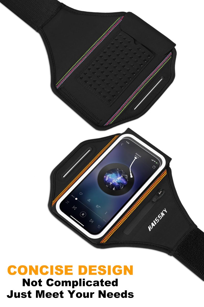 HAISSKY Running Armband with Earphone Bag Cell Phone Armband for iPhone 16 15 Pro 14 Plus 13 11 XR XS, Galaxy S24/S10 Water Resistant Sports Phone Holder Case & Zipper Slot Car Key Holder for 6.9 inch Phone - Image 5