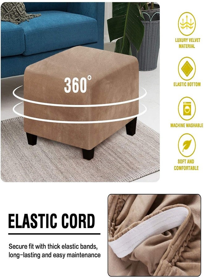 Andreannie Velvet Brown Chair Slipcovers Armchair Sofa Covers Chair Couch Covers for Armchair Bundle Ottoman Slipcover (Brown) - Image 5