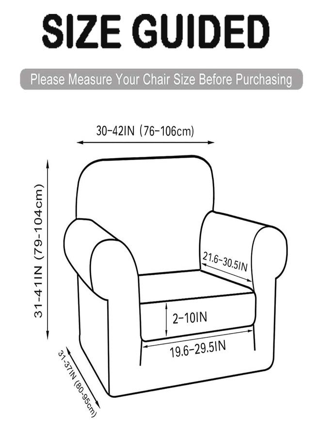Andreannie Velvet Brown Chair Slipcovers Armchair Sofa Covers Chair Couch Covers for Armchair Bundle Ottoman Slipcover (Brown) - Image 3