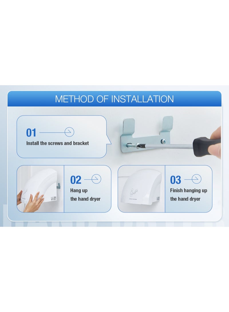 BRIMIX High-Speed Electric Hand Dryer – Powerful 1800W Automatic Hot Air Bathroom Dryer, Wall-Mounted Stainless Steel, Quick Drying, Energy Efficient for Home, Office, Restaurants - Image 4