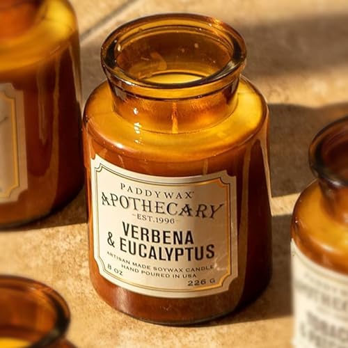 Paddywax Artisan Apothecary Scented Candle with Lid in Reusable Glass Jar, Clean-Burn Soy Candle with Approx. 54 Hour Burn Time, Verbena & Eucalyptus, 8 oz. - Image 3