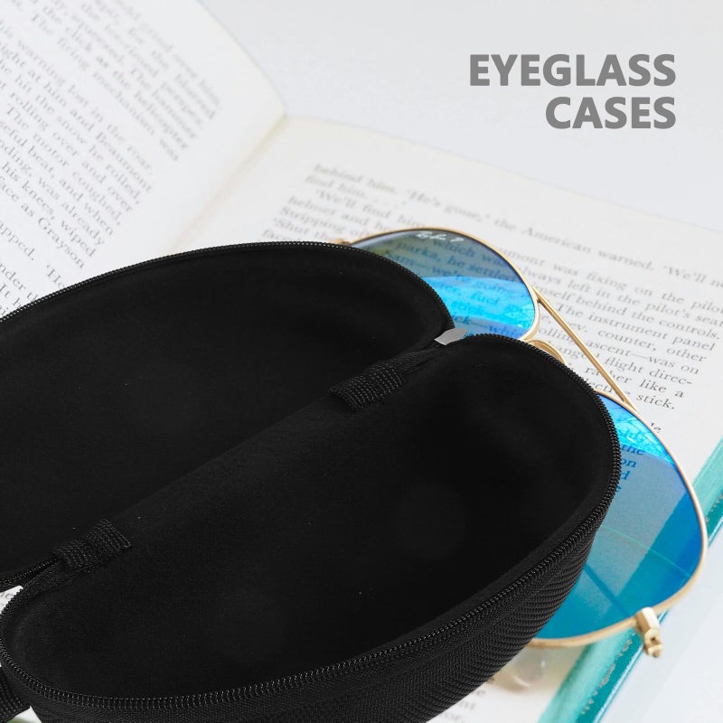 Black EVA Hard Shell Zippered Protective Eyeglass Case for Travel Sunglasses Storage - Image 4