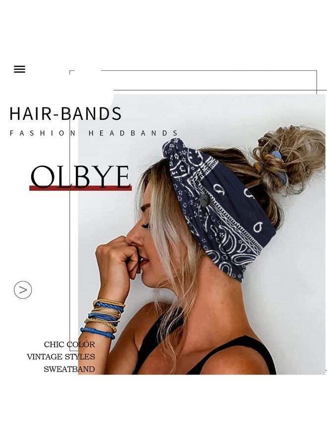 أولباي عصابة رأس Olbye Leopard بأزرار مرنة واسعة وعصابات رأس للممرضات لممارسة اليوجا والتمارين الرياضية وربطة شعر غير قابلة للانزلاق وقناع واقٍ للأذن وعصابة عرق وإكسسوارات شعر بوهو للنساء والفتيات 4 قطع (#6 بوهيمي) - Image 4