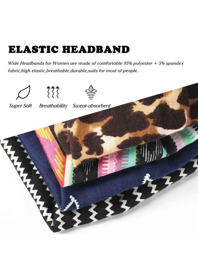 أولباي عصابة رأس Olbye Leopard بأزرار مرنة واسعة وعصابات رأس للممرضات لممارسة اليوجا والتمارين الرياضية وربطة شعر غير قابلة للانزلاق وقناع واقٍ للأذن وعصابة عرق وإكسسوارات شعر بوهو للنساء والفتيات 4 قطع (#6 بوهيمي) - Image 3