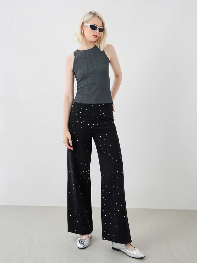 Take Two Take Two Texture Round Neck Sleeveless Cami Top