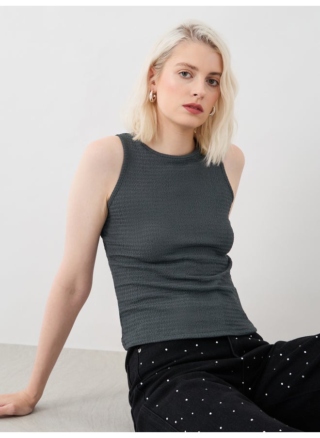Take Two Take Two Texture Round Neck Sleeveless Cami Top  - Image 1