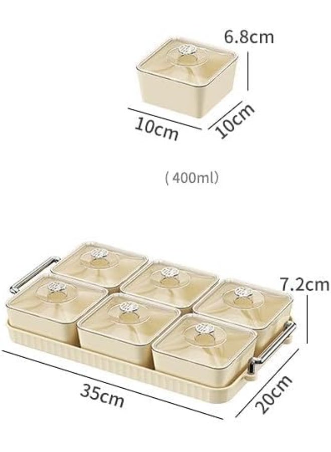 DUNISO Snack Serving Platter Set，Divided Serving Tray with 6 Removable Dish Bowls，Fruit Bowls With Lids And Trays，Beautiful and Easy to Clean，Used For Fruit Desserts, Appetizers, Nuts, Snacks, Candies - Image 2