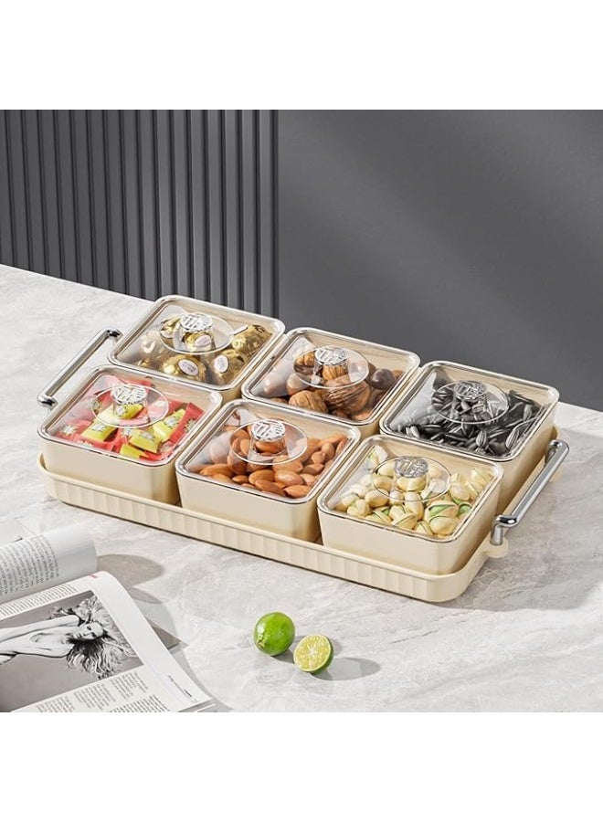 DUNISO Snack Serving Platter Set，Divided Serving Tray with 6 Removable Dish Bowls，Fruit Bowls With Lids And Trays，Beautiful and Easy to Clean，Used For Fruit Desserts, Appetizers, Nuts, Snacks, Candies - Image 3