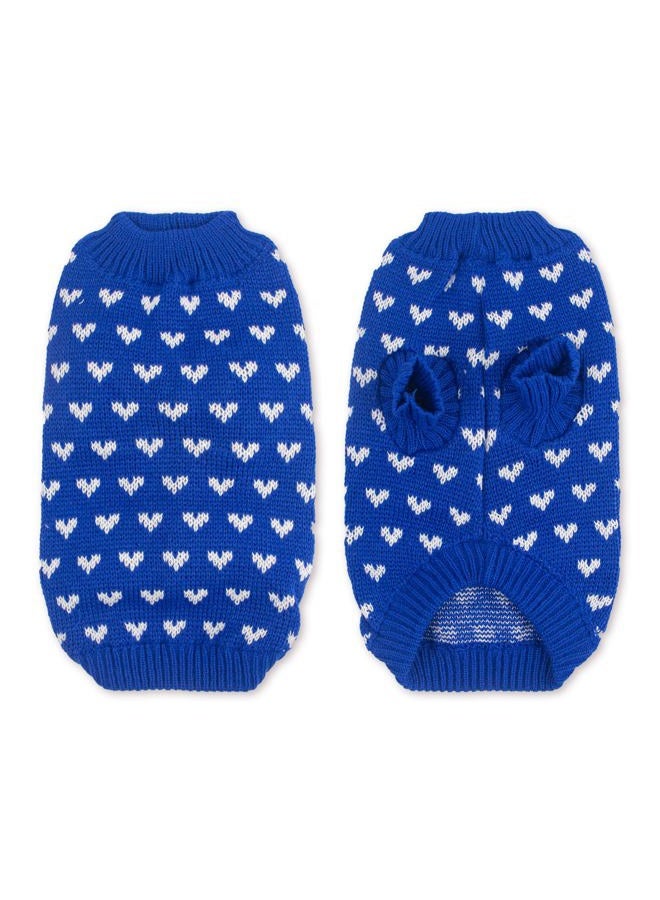 krastmon Dog Sweater Heart Puppy Sweater Warm Soft Pet Cloth Dog Outfits for Small Dogs and Cats (Blue, XS) - Image 2