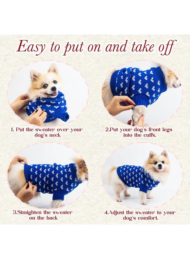 krastmon Dog Sweater Heart Puppy Sweater Warm Soft Pet Cloth Dog Outfits for Small Dogs and Cats (Blue, XS) - Image 4