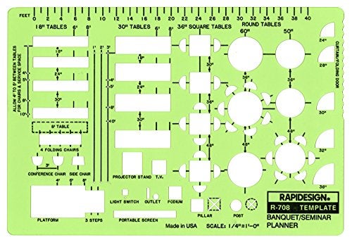 Rapidesign 1/4 Inch Banquet/Seminar Planner Template, 1 Each (R708) - Image 2