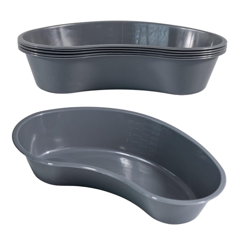 Vakly Graduated Emesis Basins 700 mL [Pack of 5] â€“ Kidney Shaped Plastic Vomit Bowl, Basin Tray for Medical Instruments, Dental, Oral Hygiene & Ear Irrigation Use â€“ Durable, Reusable, Easy to Clean - Image 1