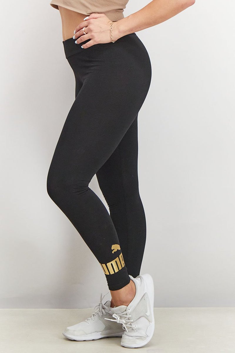 PUMA ليجنغز تدريب ضيقة للنساء، أسود وذهبي - Image 2