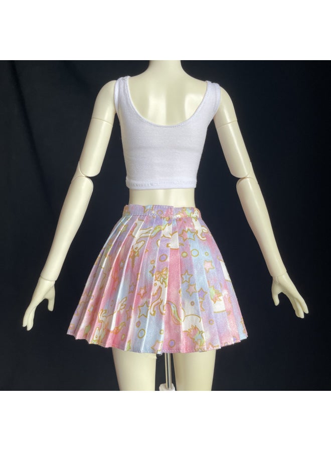 1\3bjd Handmade Doll Ye Loli 60CM Doll Fashion Casual Clothes Vest Pleated Skirt-Color:16 Small Fresh Plaid Skirt-Height:Barby Size (peach Small Brica Fr Can Be Worn)  - Image 5