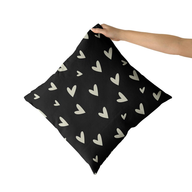 Sweetshow Valentines Pillow Covers 18x18 Set of 2 Black Love Heart Holiday Decorative Throw Pillows Romantic Valentine Day Themed Gifts Pillowcase Cotton Square Cushion Cover Decor for Home Couch Bed Soft - Image 3