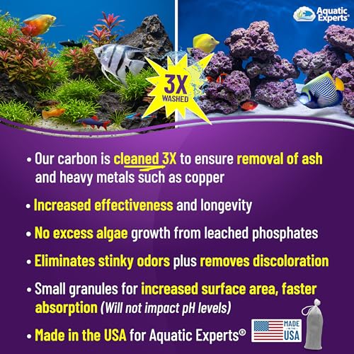 Aquatic Experts Premium Activated Carbon, Aquarium Carbon for Fish Tank Filter, Aquarium Filter Media, Granulated Charcoal for Fish Tanks, Activated Charcoal Bulk (5.5 lbs with Fine Mesh Bag) - Image 2