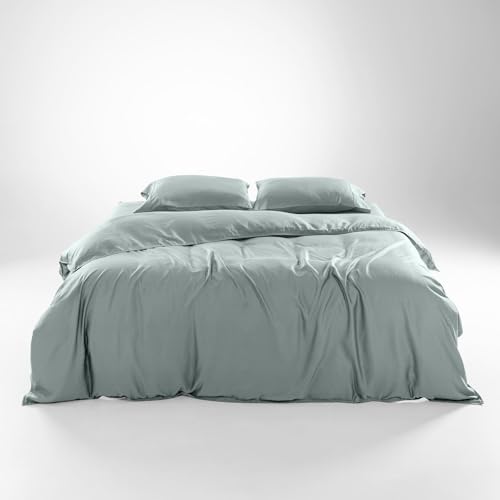 Olive + Crate Tencel King Duvet Cover Set - Hypoallergenic, Cooling Lyocell, Eucalyptus Duvet Cover for Hot Sleepers with Two Pillowcases - Eucalyptus 3-Piece - Image 1