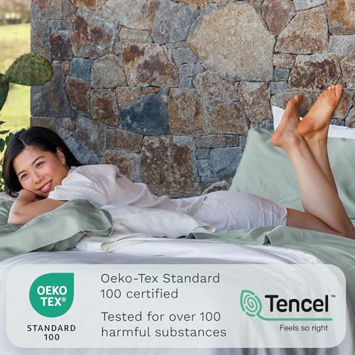 Olive + Crate Tencel King Duvet Cover Set - Hypoallergenic, Cooling Lyocell, Eucalyptus Duvet Cover for Hot Sleepers with Two Pillowcases - Eucalyptus 3-Piece - Image 3
