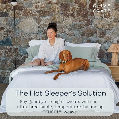 Olive + Crate Tencel King Duvet Cover Set - Hypoallergenic, Cooling Lyocell, Eucalyptus Duvet Cover for Hot Sleepers with Two Pillowcases - Eucalyptus 3-Piece - Image 2