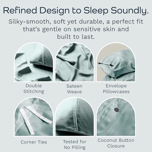Olive + Crate Tencel King Duvet Cover Set - Hypoallergenic, Cooling Lyocell, Eucalyptus Duvet Cover for Hot Sleepers with Two Pillowcases - Eucalyptus 3-Piece - Image 5