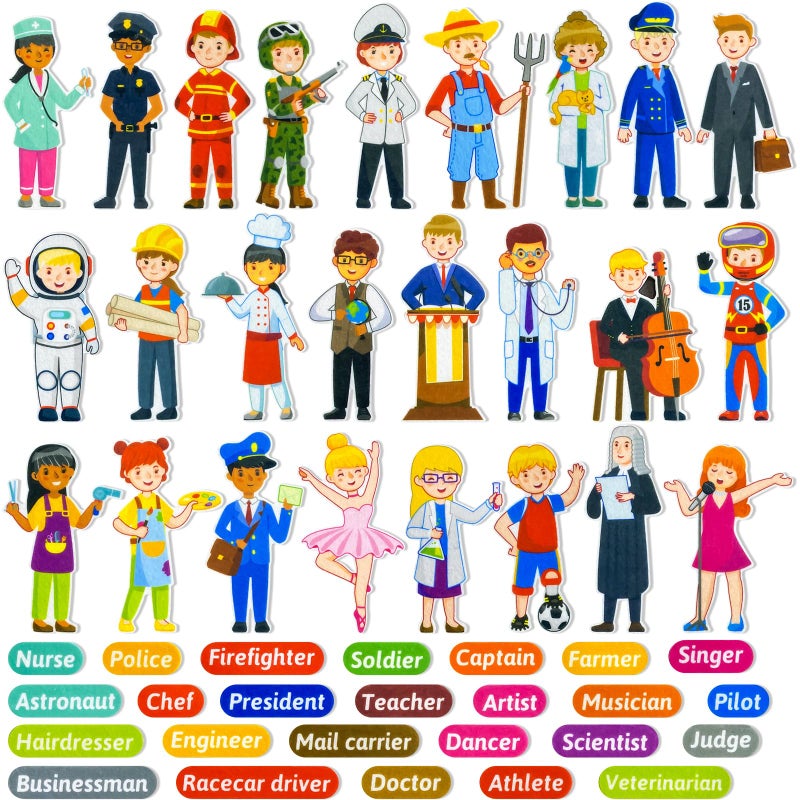 PENGFULL Felt Career Image DressUp Learning Pieces50 Felt Flannel Board PiecesCareer Community Helpers Learning for Toddlersfor KindergartenPreschoolToddlers - Image 2