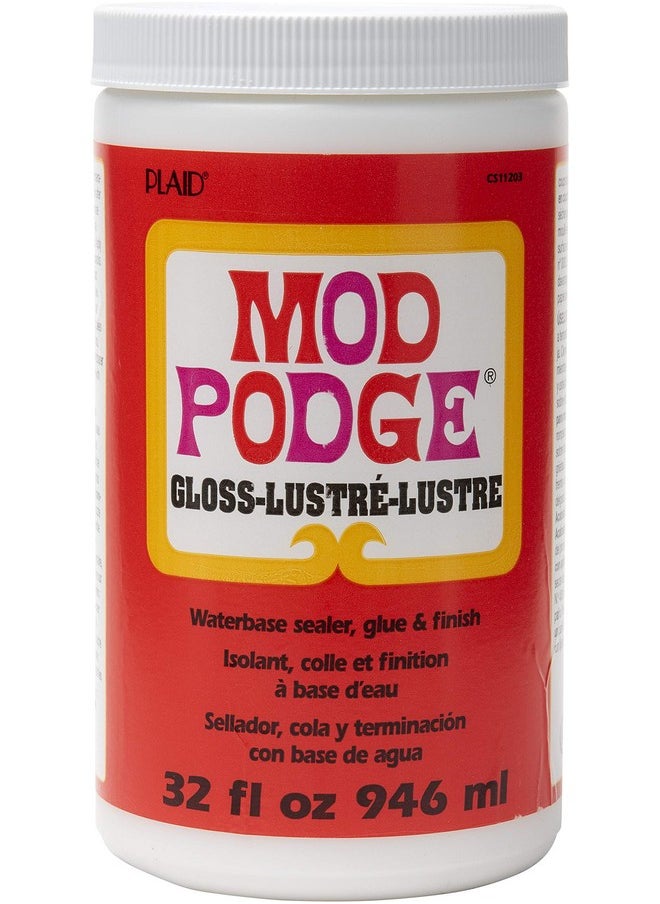 Mod Podge - Mod Podge Gloss Sealer, Glue & Finish: All-in-One Craft Solution- Quick Dry, Easy Clean, for Wood, Paper, Fabric & More. Non-Toxic - Craft with Confidence, Made in USA, 32 oz., Pack of 1 - Image 1